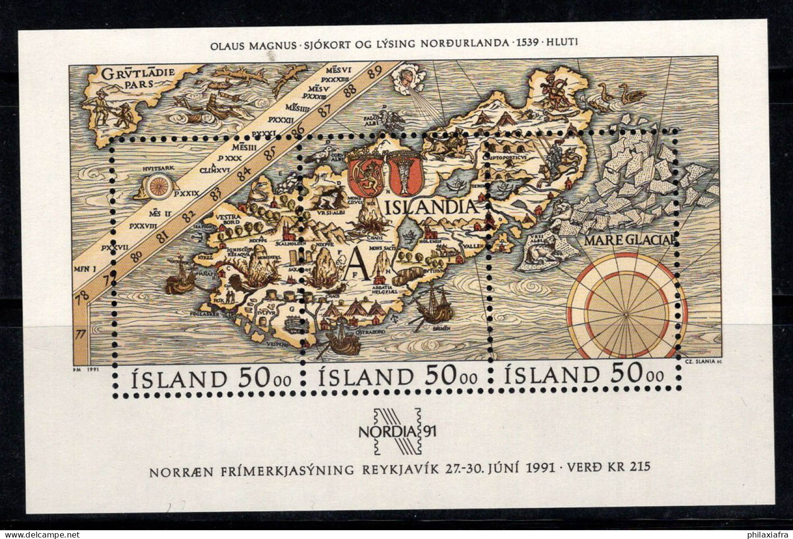 Islande 1991 Mi. Bl. 12 Bloc Feuillet 100% Neuf ** NORDIA, Carte - Blocks & Sheetlets