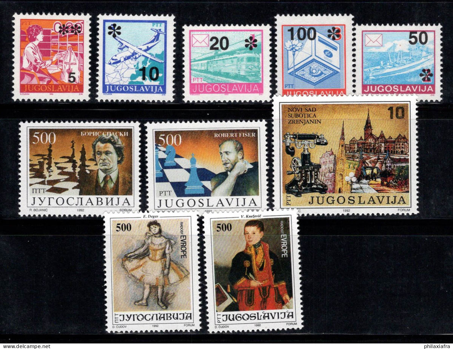 Yougoslavie 1992 Mi. 2554-2563 Neuf ** 100% Surimprimé échecs, Europe Cept - Unused Stamps