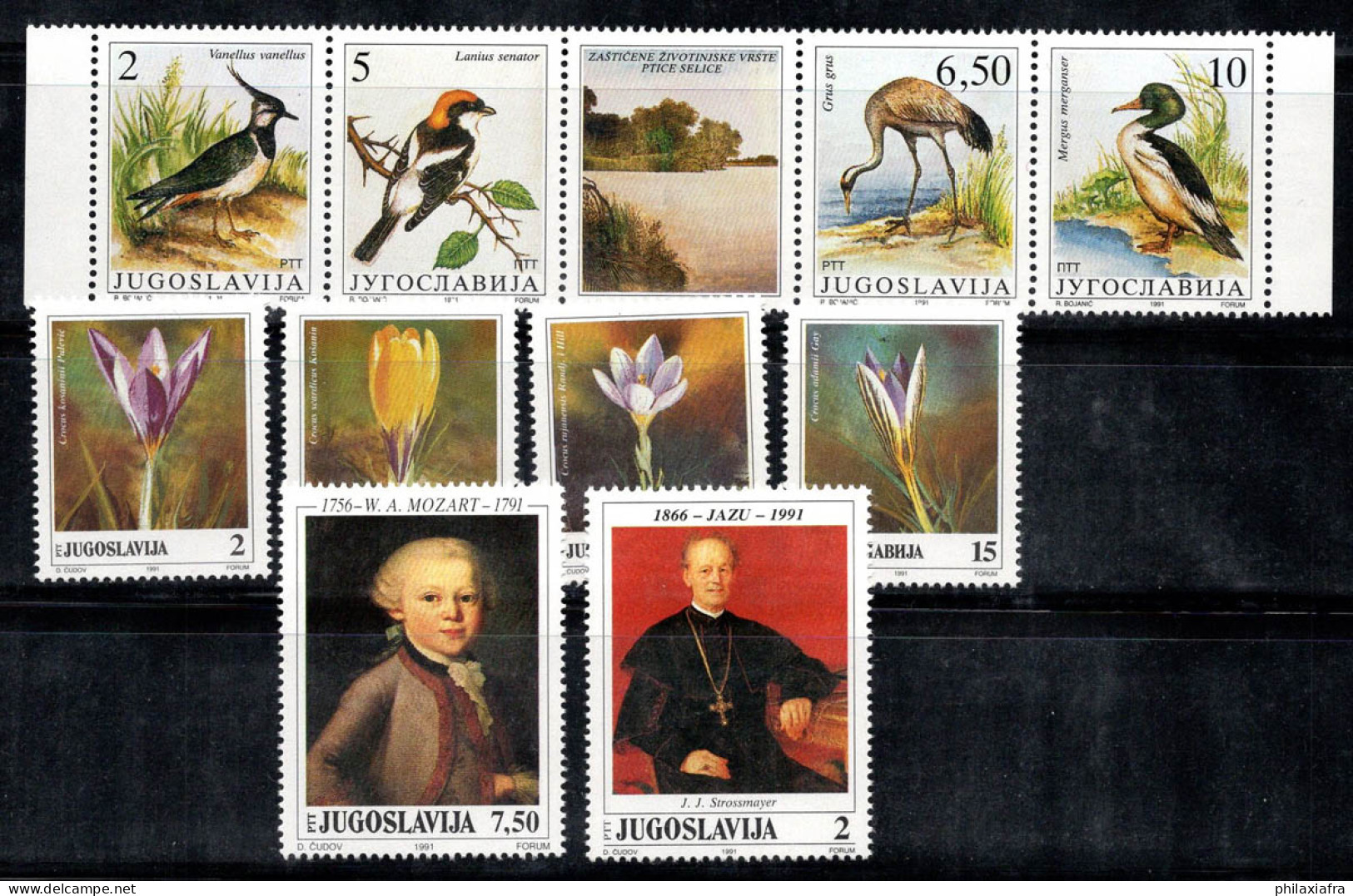 Yougoslavie 1991 Mi. 2463-2472 Neuf ** 100% Oiseaux, Fleurs, Art, Mozart - Ongebruikt