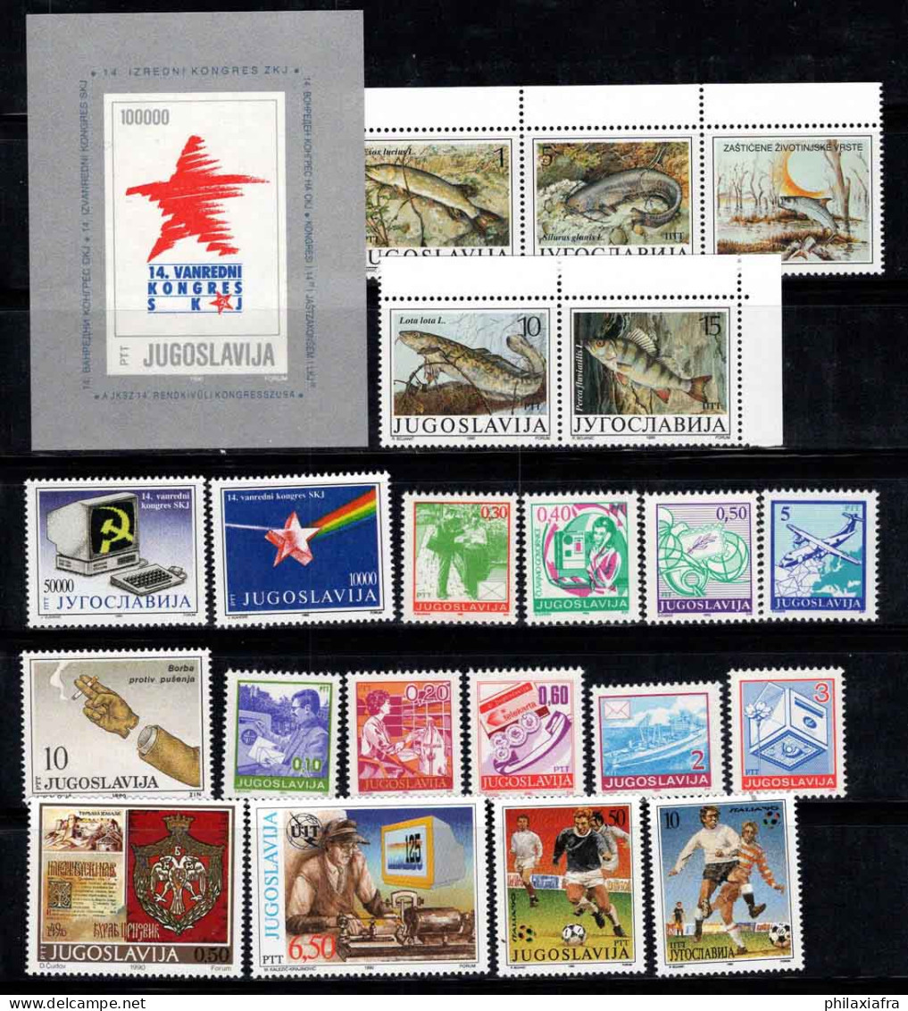 Yougoslavie 1990 Neuf ** 100% Communistes, Post, Poissons, Football - Unused Stamps