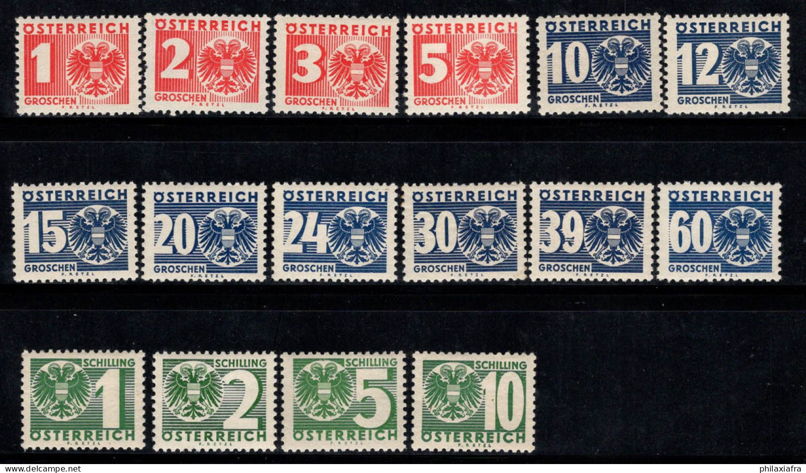 Autriche 1935 Mi. 159-174 Neuf * MH 100% Timbre-taxe - Taxe
