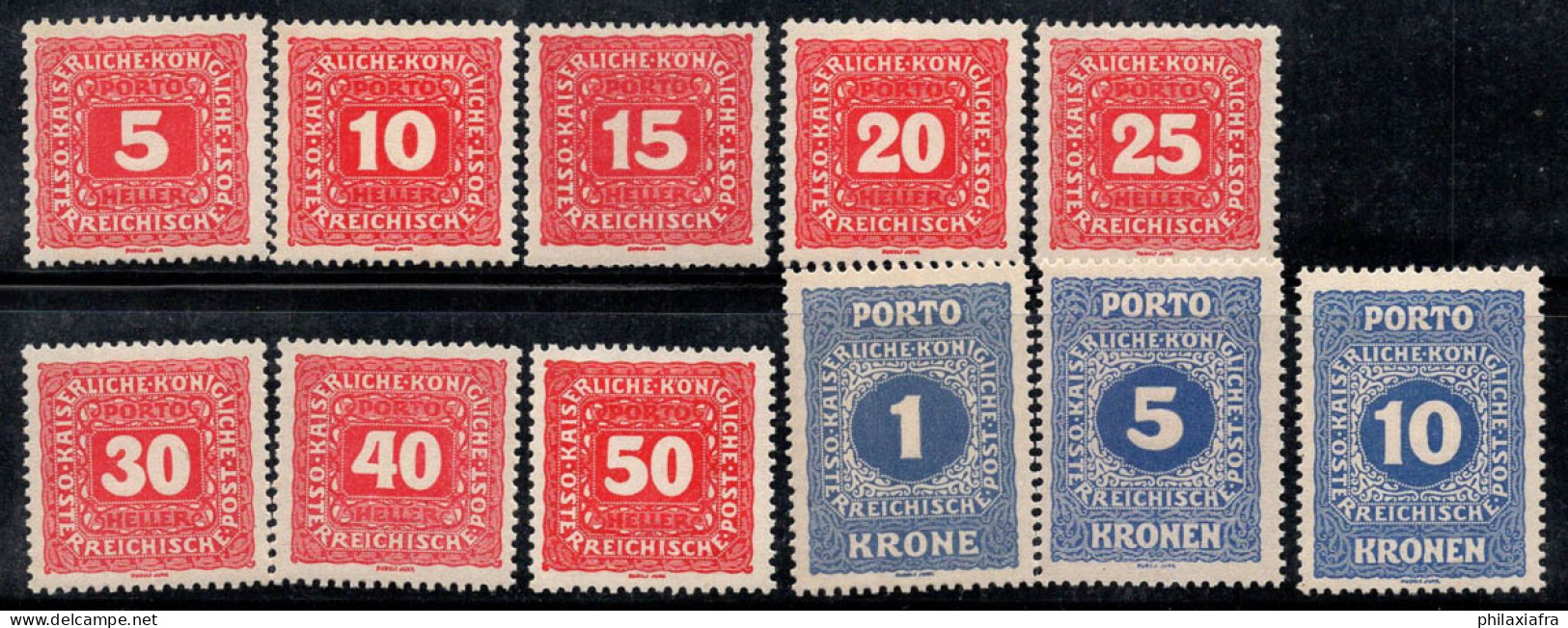 Autriche 1916 Mi. 47B-57B Neuf * MH 100% Timbre-taxe - Portomarken