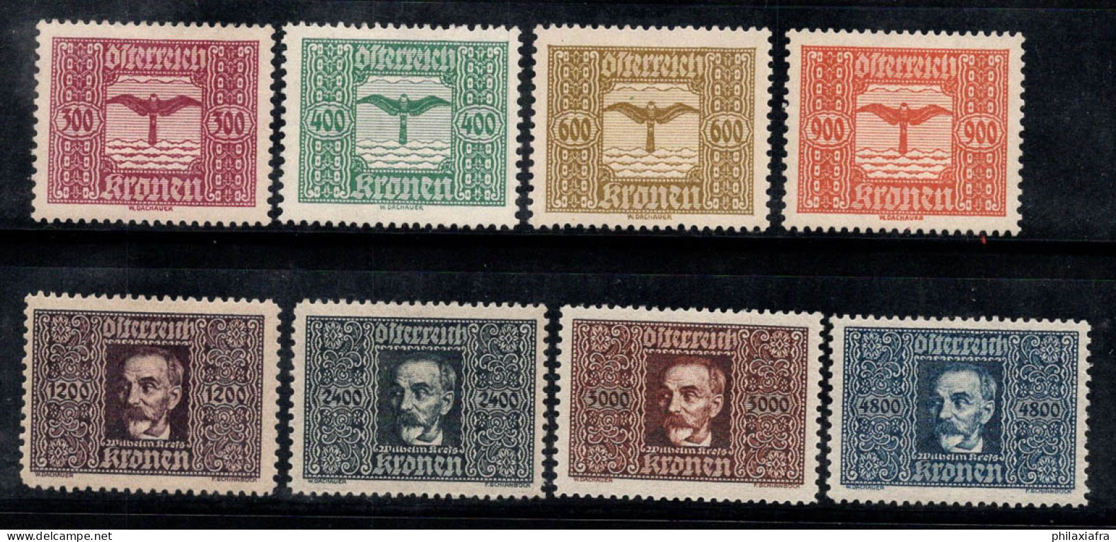 Autriche 1922 Mi. 425-432 Neuf * MH 100% Poste Aérienne Faucon, Kress - Andere & Zonder Classificatie