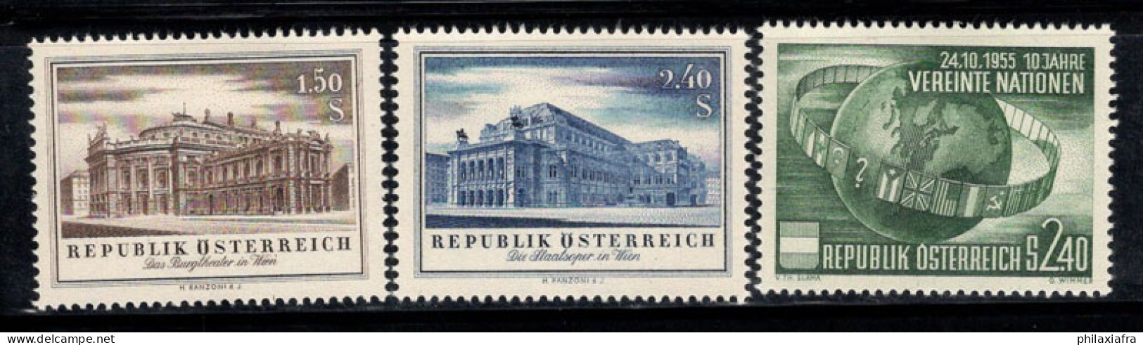 Autriche 1955 Mi. 1020-1022 Neuf * MH 100% ONU, THÉÂTRE, Opéra - Neufs