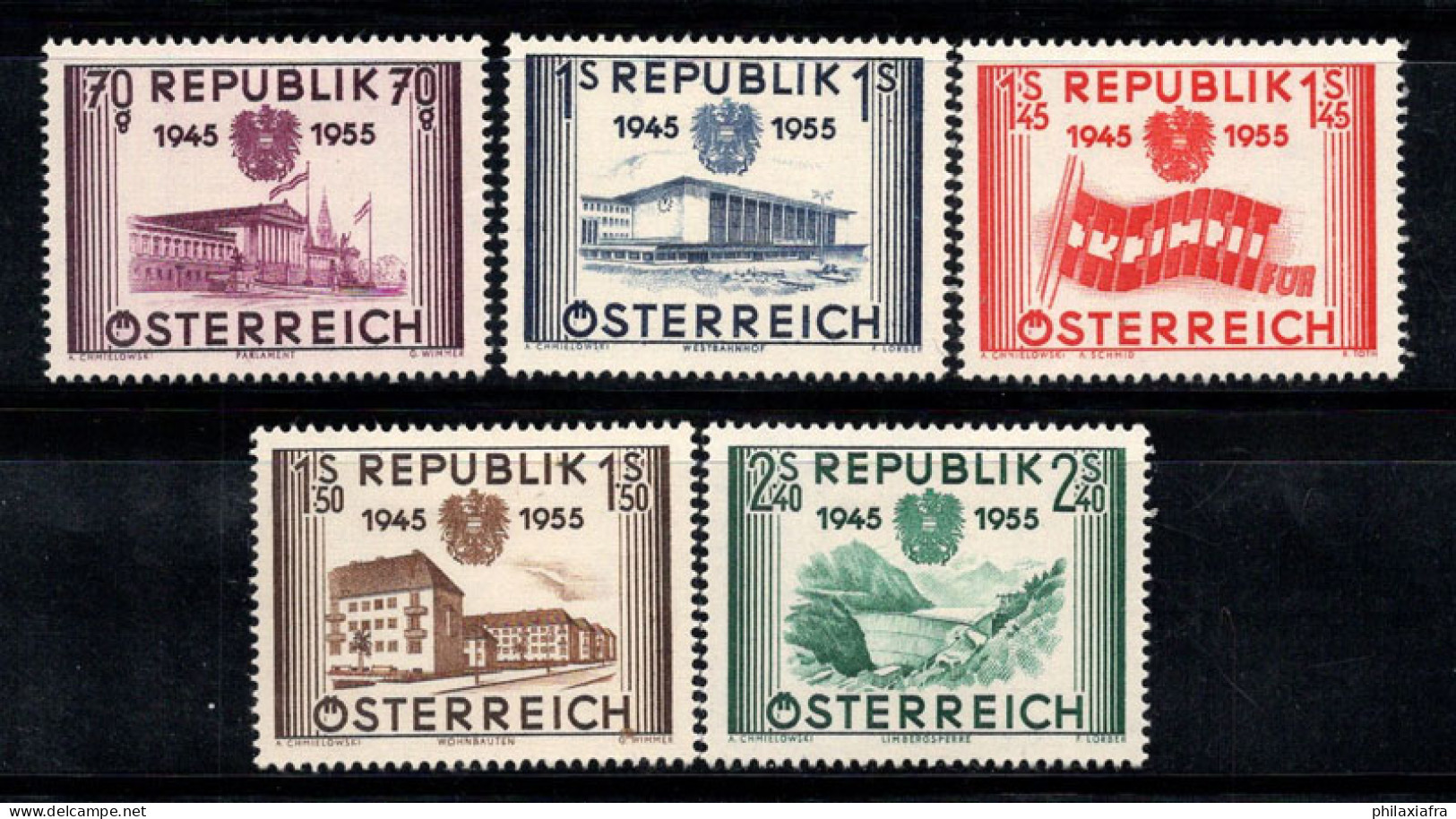 Autriche 1955 Mi. 1012-1016 Neuf * MH 100% Indépendance - Unused Stamps