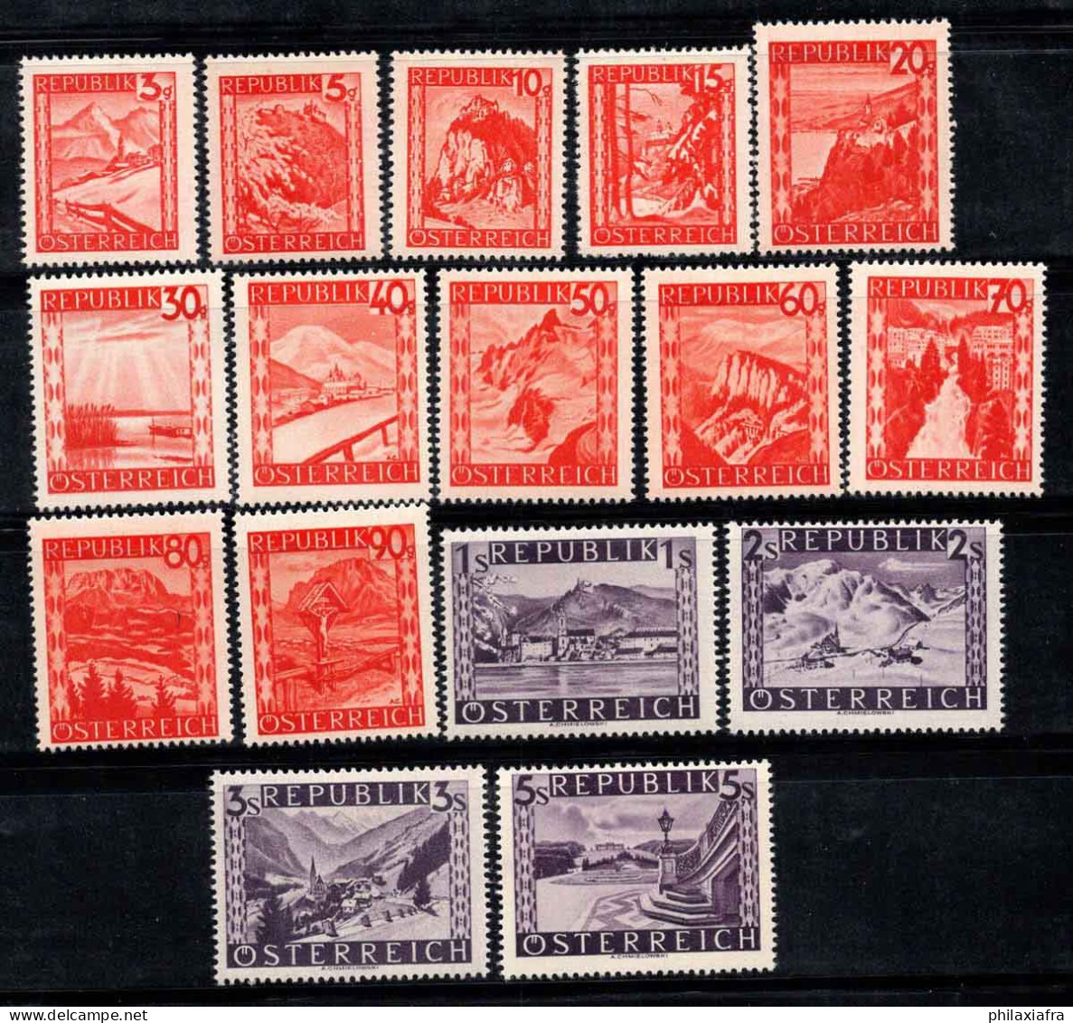 Autriche 1947 Mi. 838-853 Neuf * MH 100% Paysages - Neufs