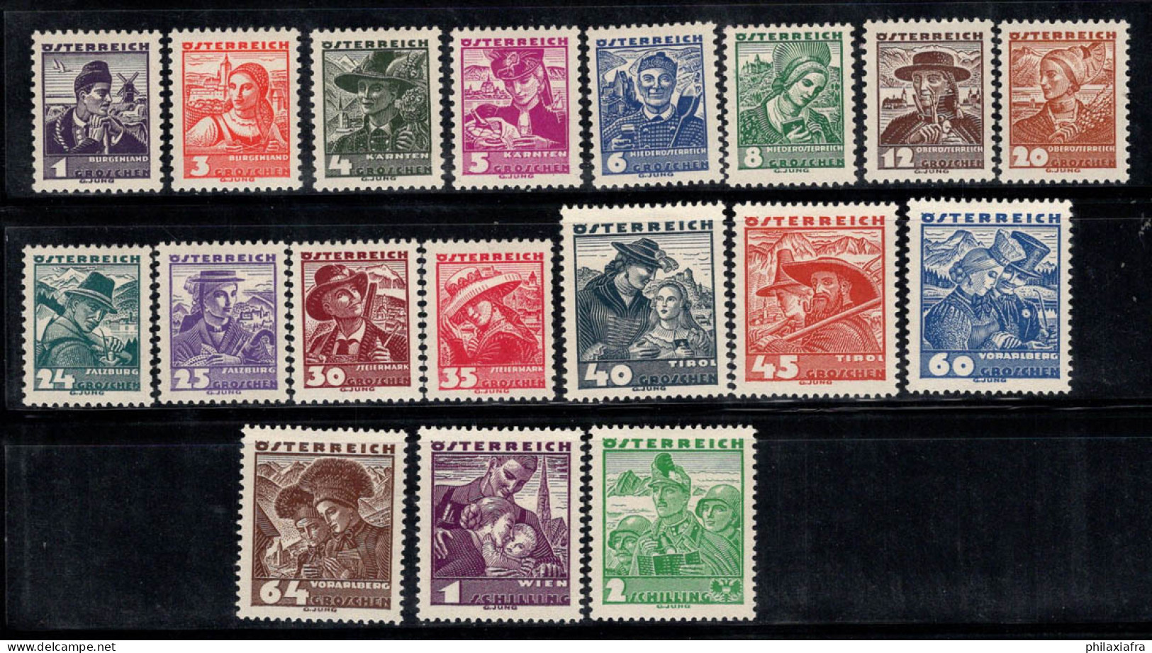 Autriche 1934 Mi. 567-585 Neuf * MH 100% Costumes Traditionnels - Unused Stamps