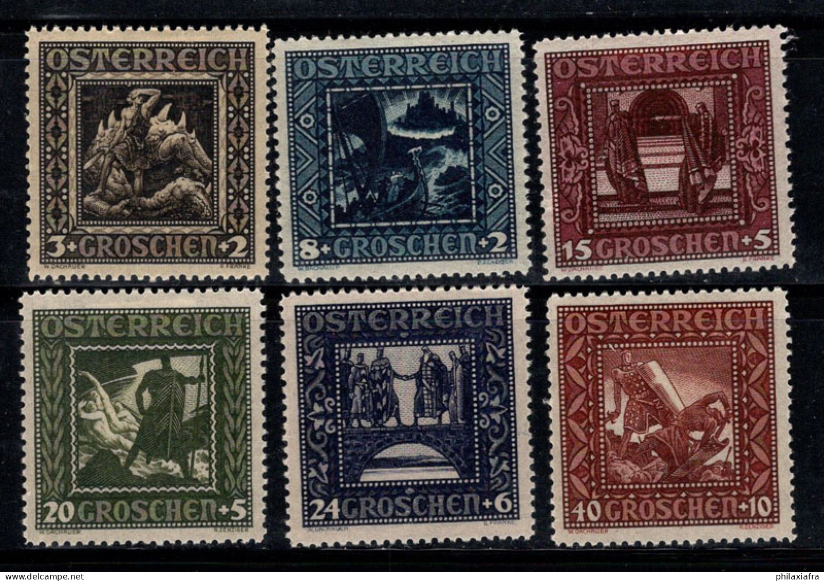 Autriche 1926 Mi. 488 I-493 I Neuf * MH 100% La Saga Des Nibelungen - Unused Stamps