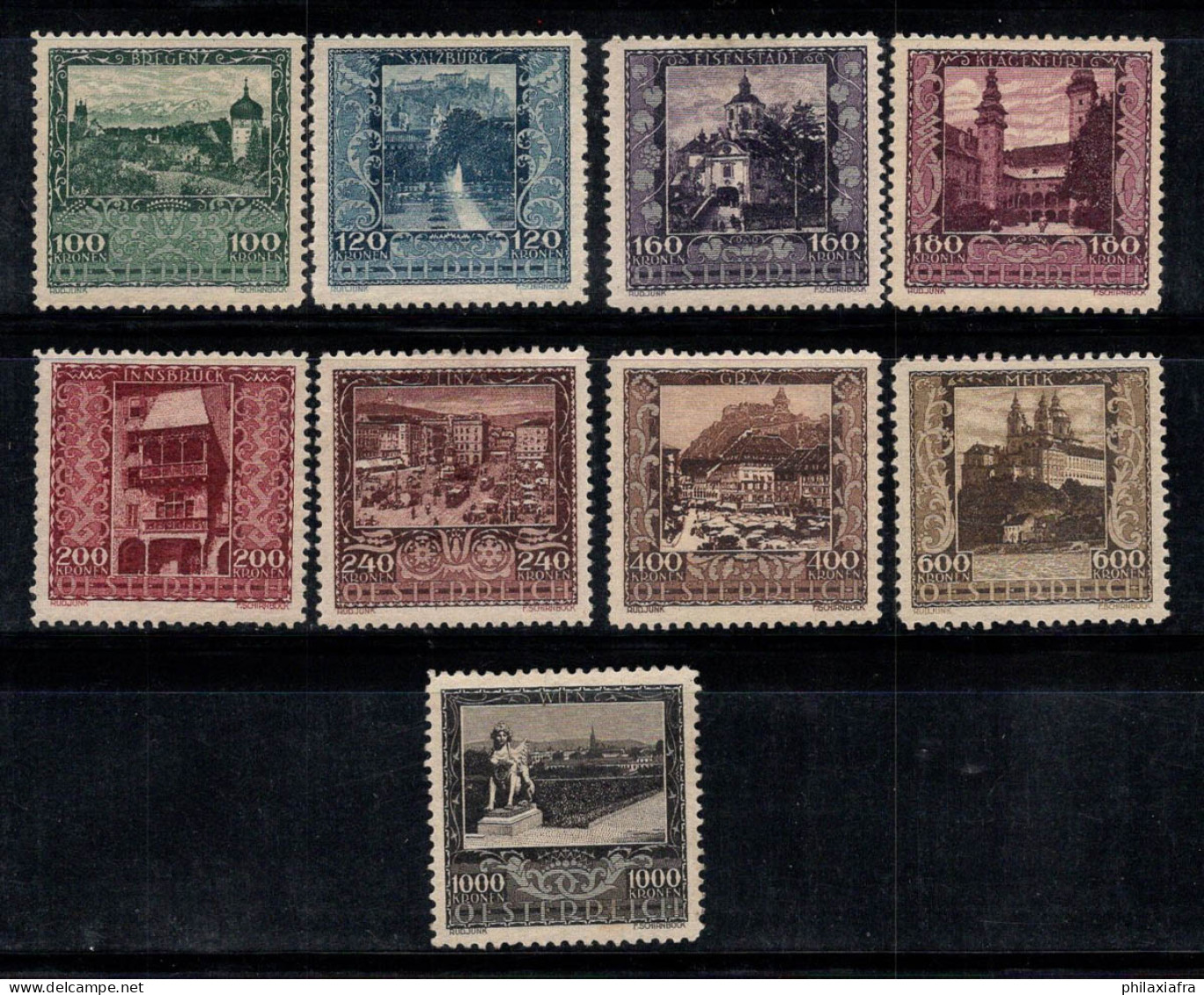 Autriche 1922 Mi. 433-441 Neuf * MH 80% Villes, Vues, Paysages - Unused Stamps
