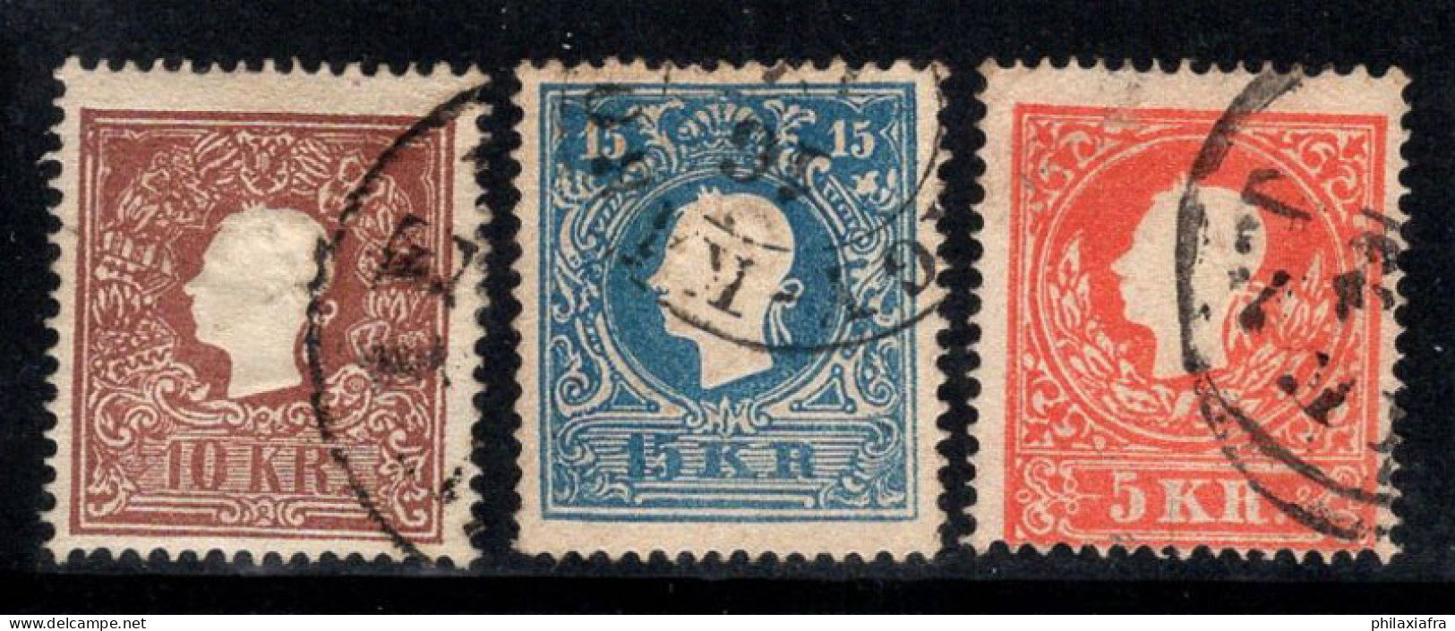 Autriche 1858 Mi. 13 II-15 II Oblitéré 100% François-Joseph - Used Stamps