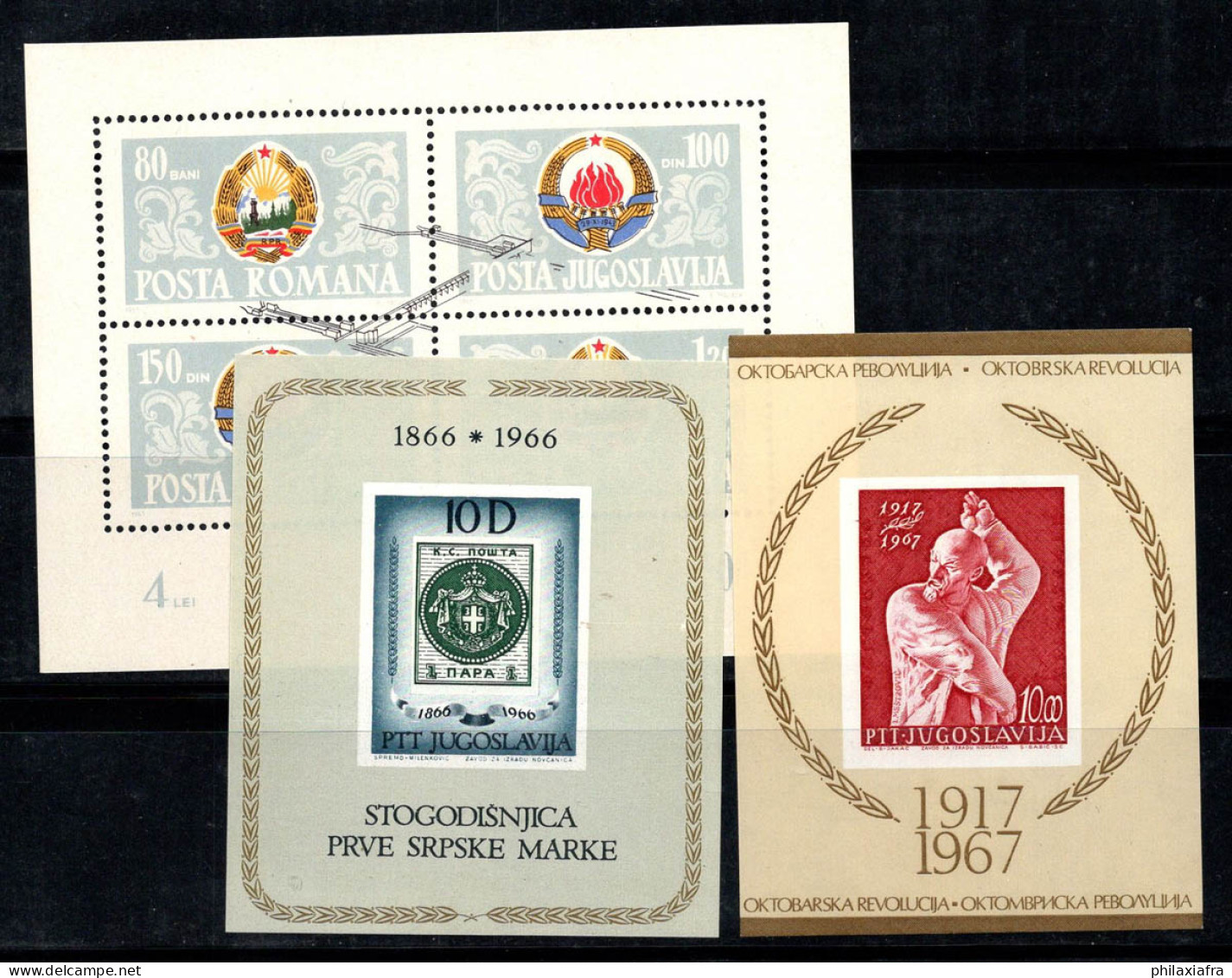 Yougoslavie 1965-67 Mi. Bl. 10-12 Bloc Feuillet 100% Neuf ** Armoiries, Lénine, Timbres - Blocs-feuillets