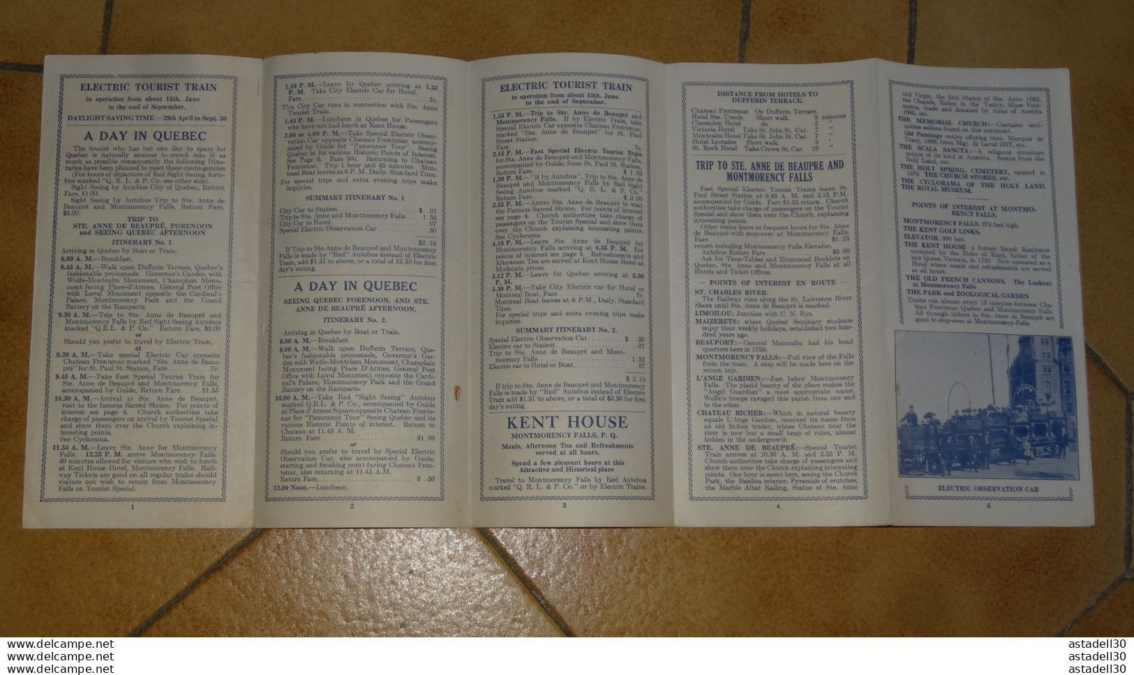 Dépliant CANADA, Itinerary Visitors In QUEBEC, 1930 (in English) .........Caisse-40 - Reiseprospekte