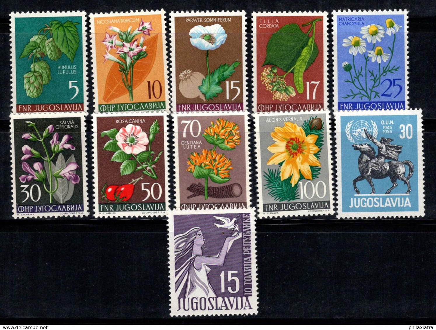 Yougoslavie 1955 Mi. 765-775 Neuf ** 100% Fleurs, Flore, ONU, Paix - Nuovi