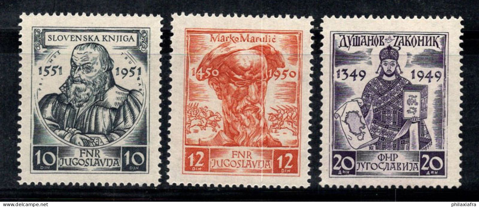 Yougoslavie 1951 Mi. 668-670 Neuf ** 100% Écrivains Médiévaux - Unused Stamps