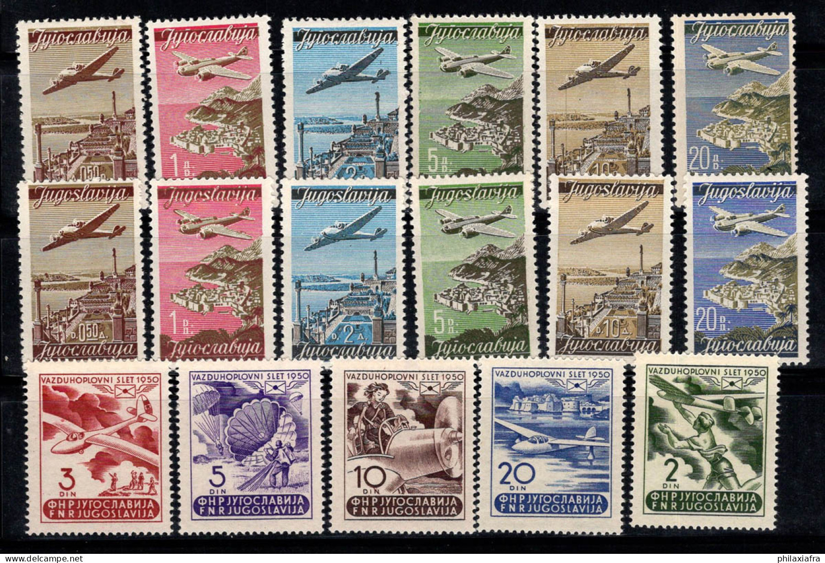 Yougoslavie 1947-50 Mi. 515-520,611-615 Neuf ** 100% Poste Aérienne Paysages, Avions - Luftpost