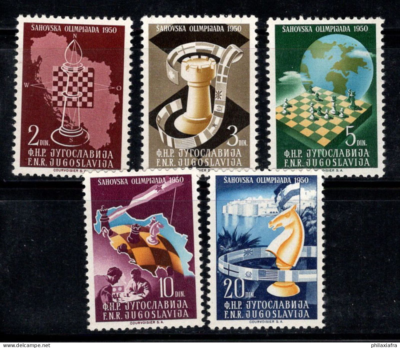 Yougoslavie 1950 Mi. 616-620 Neuf ** 100% échecs - Unused Stamps