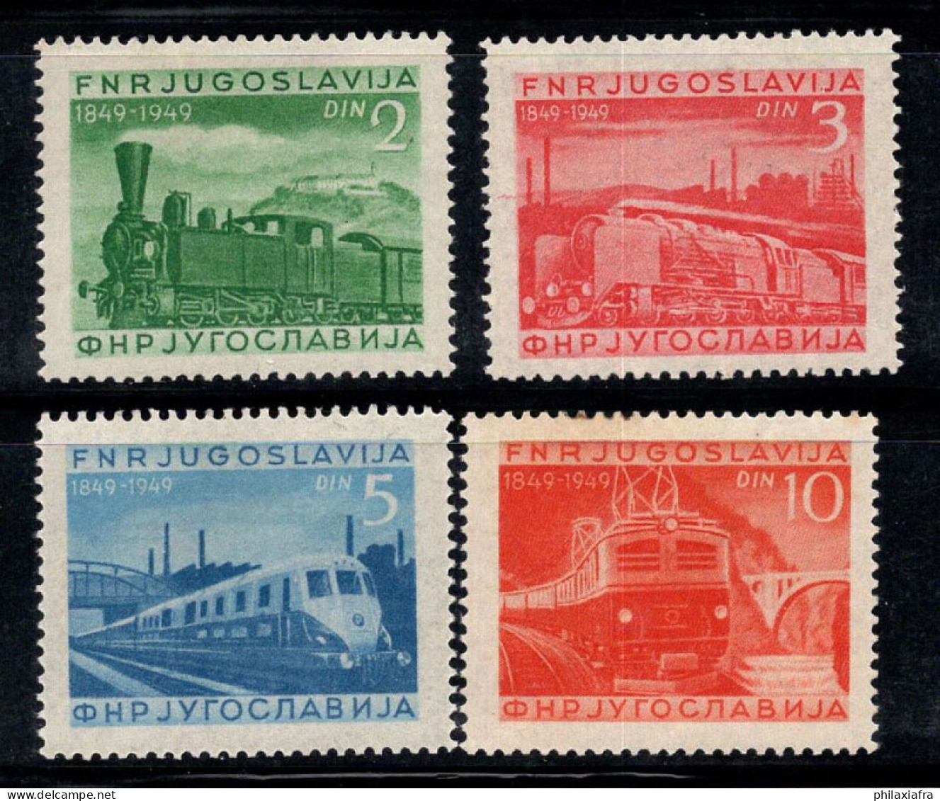 Yougoslavie 1948 Mi. 583-586 Neuf ** 40% Train, Trains - Neufs