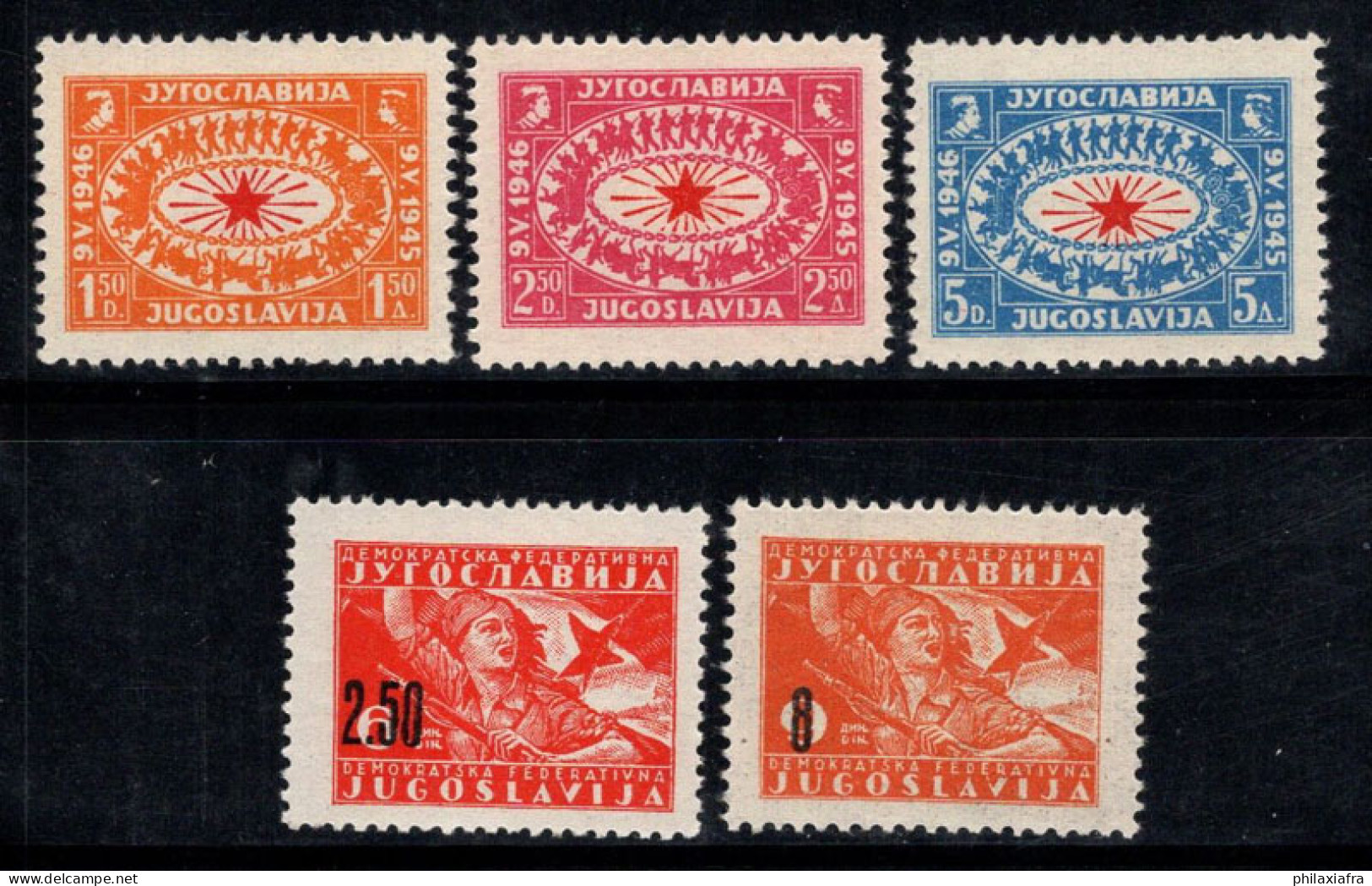 Yougoslavie 1946 Mi. 492-496 Neuf ** 100% Surimprimé Victoire, Étoile - Ongebruikt