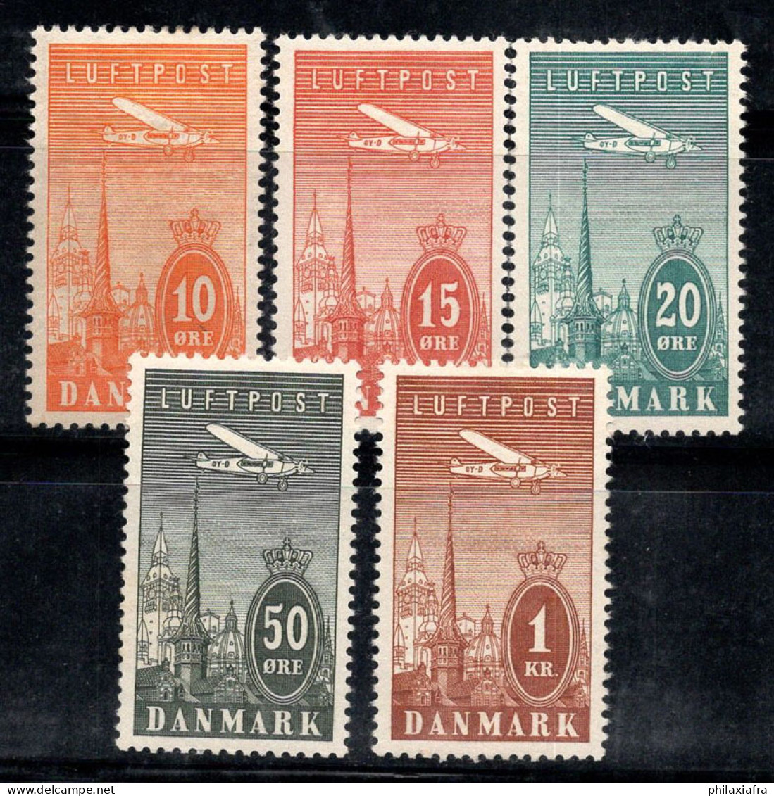 Danemark 1934 Mi. 217-221 Neuf * MH 100% Poste Aérienne - Posta Aerea