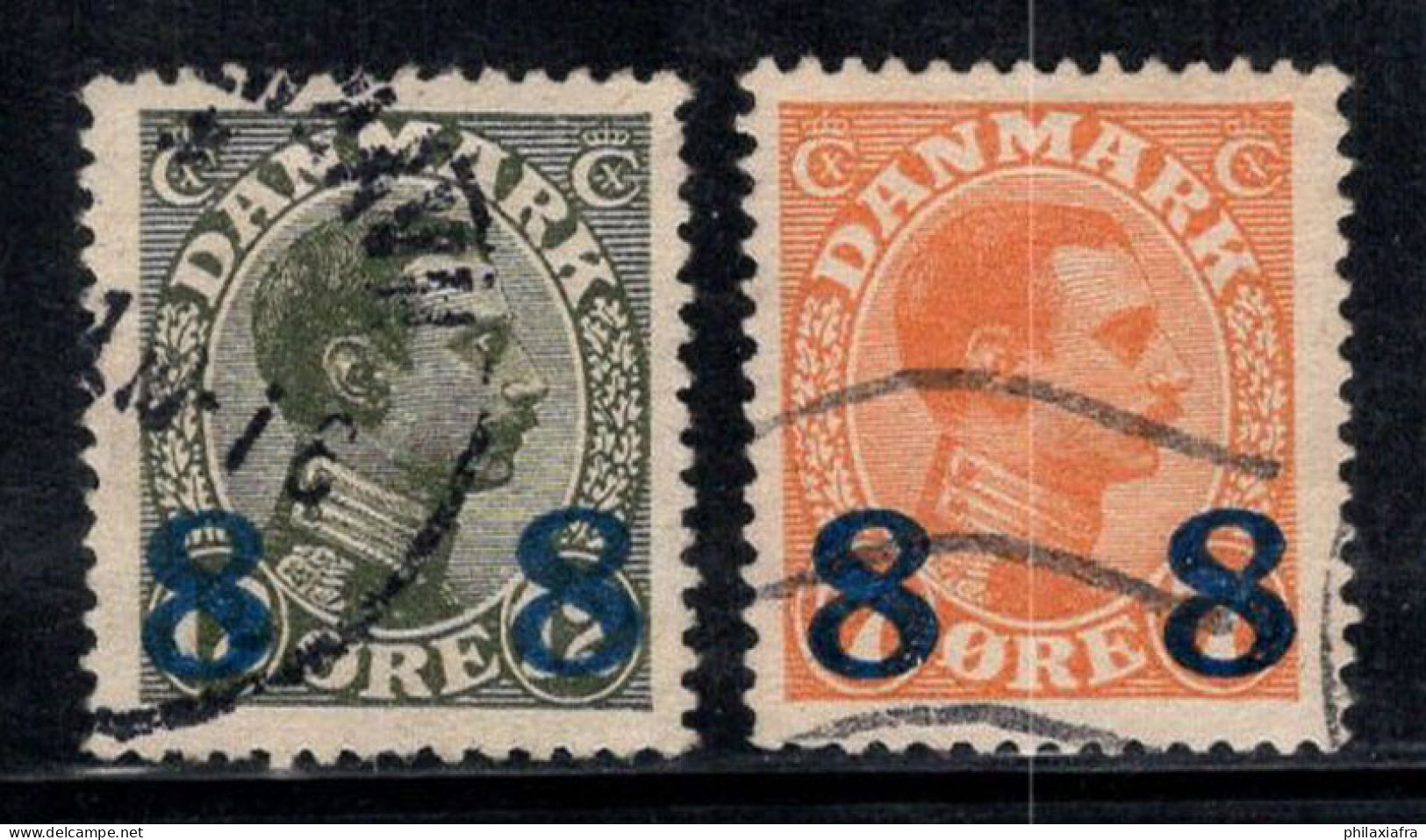 Danemark 1921 Mi. 113, 130 Oblitéré 100% Surimprimé 8 O - Oblitérés