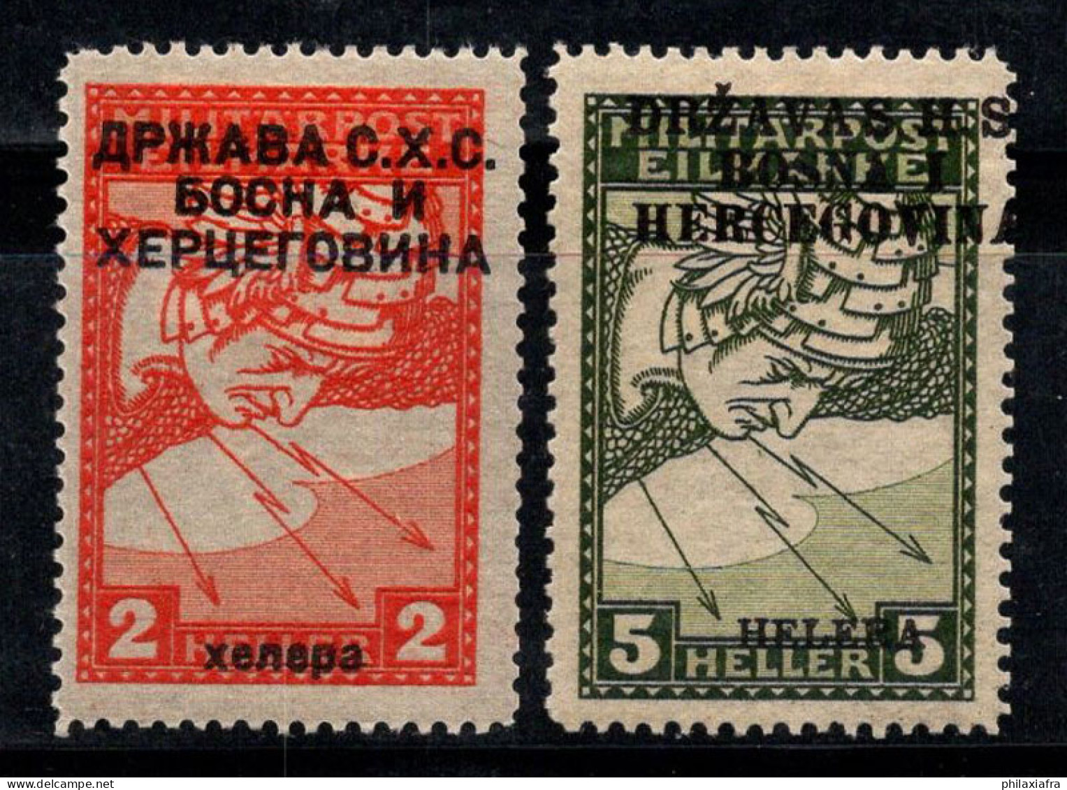 Yougoslavie 1918 Mi. 17 II-18 I Neuf * MH 100% Exprés Surimprimé - Unused Stamps