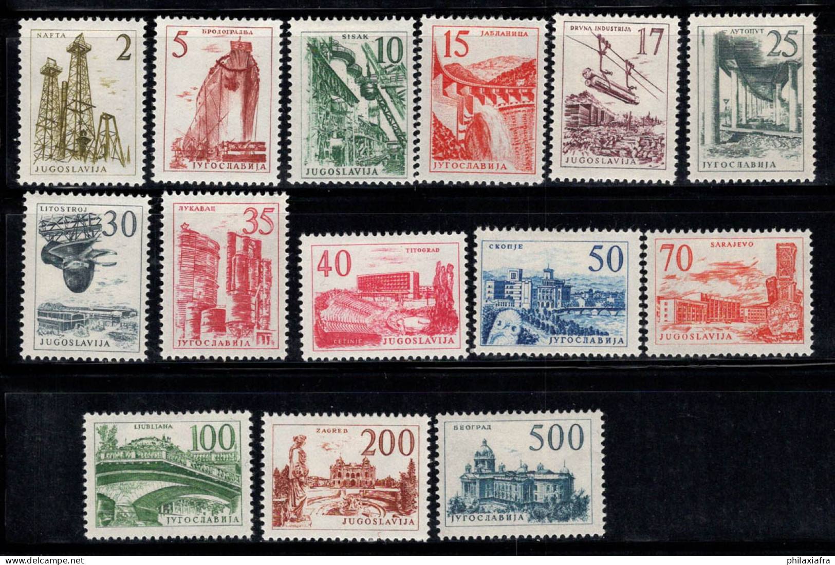 Yougoslavie 1958 Mi. 854-867 Neuf * MH 100% Technologie Et Architecture - Unused Stamps