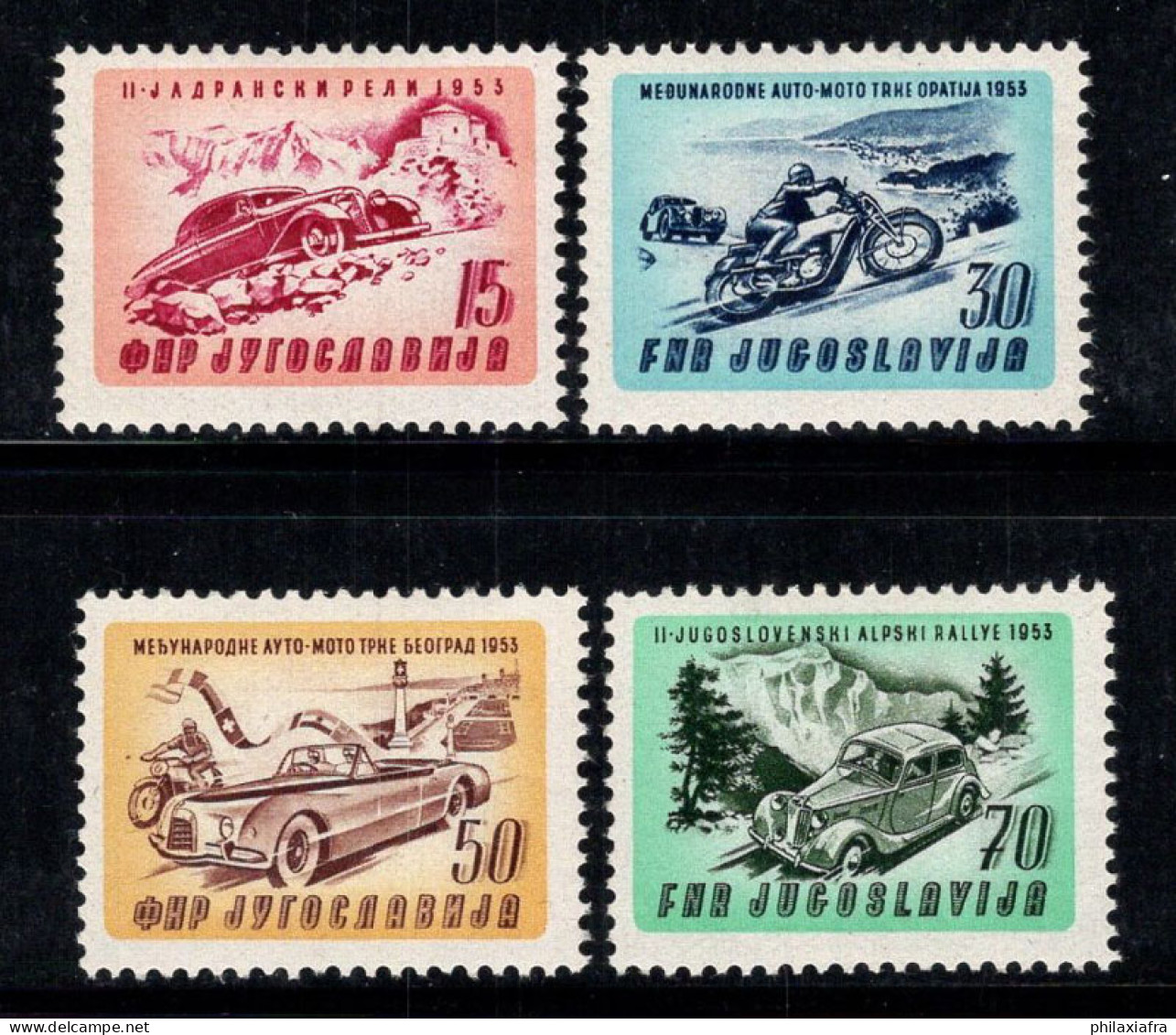 Yougoslavie 1953 Mi. 724-727 Neuf * MH 100% Courses De Motos, Voitures - Neufs