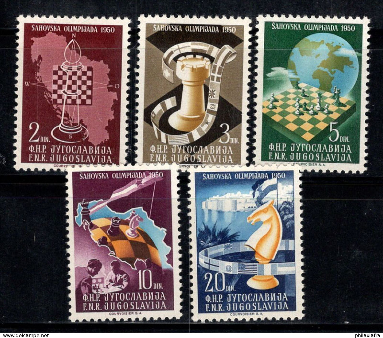 Yougoslavie 1950 Mi. 616-620 Neuf * MH 100% Échecs, Olympiade - Ungebraucht