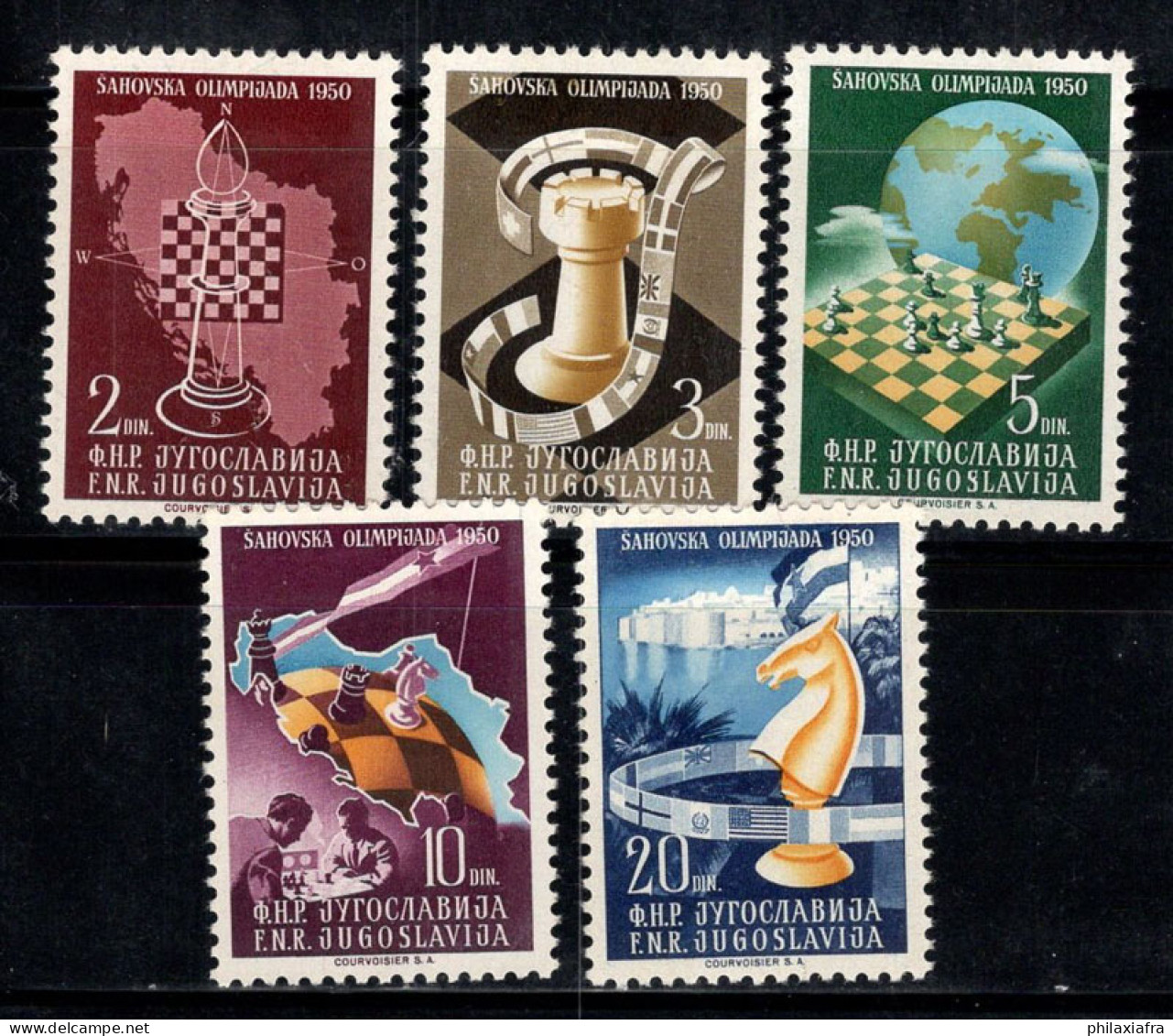 Yougoslavie 1950 Mi. 616-620 Neuf * MH 100% Échecs, Olympiade - Unused Stamps