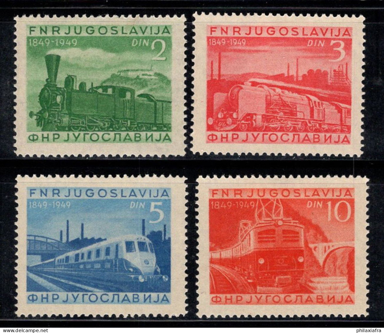 Yougoslavie 1949 Mi. 583-586 Neuf * MH 100% Train, Trains - Unused Stamps