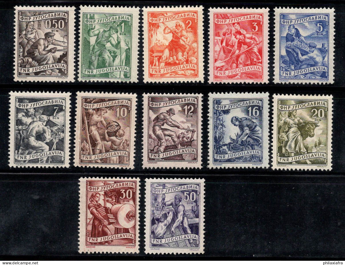 Yougoslavie 1950 Mi. 628-639 Neuf * MH 80% Travailleurs, économie Locale - Unused Stamps