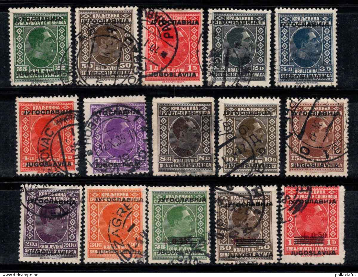 Yougoslavie 1933 Mi. 257-271 Oblitéré 100% Surimprimé Débat Télévisé - Used Stamps