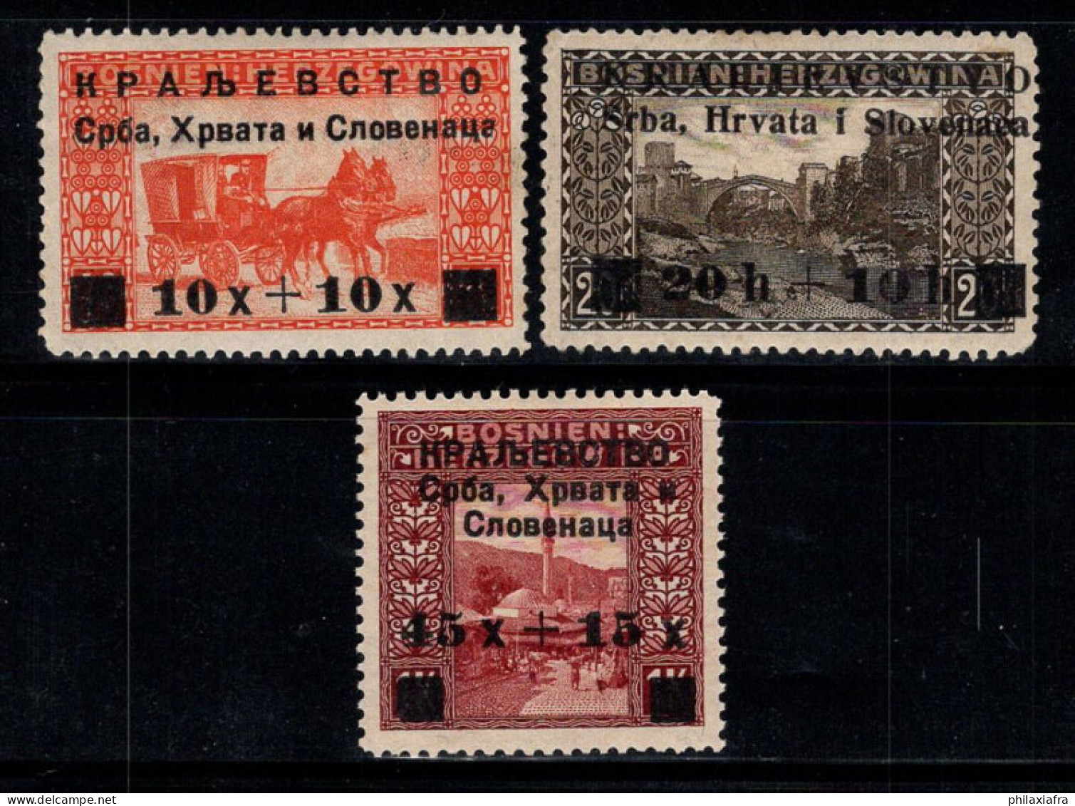 Yougoslavie 1919 Mi. 30-32 Neuf * MH 100% Surimprimé - Unused Stamps