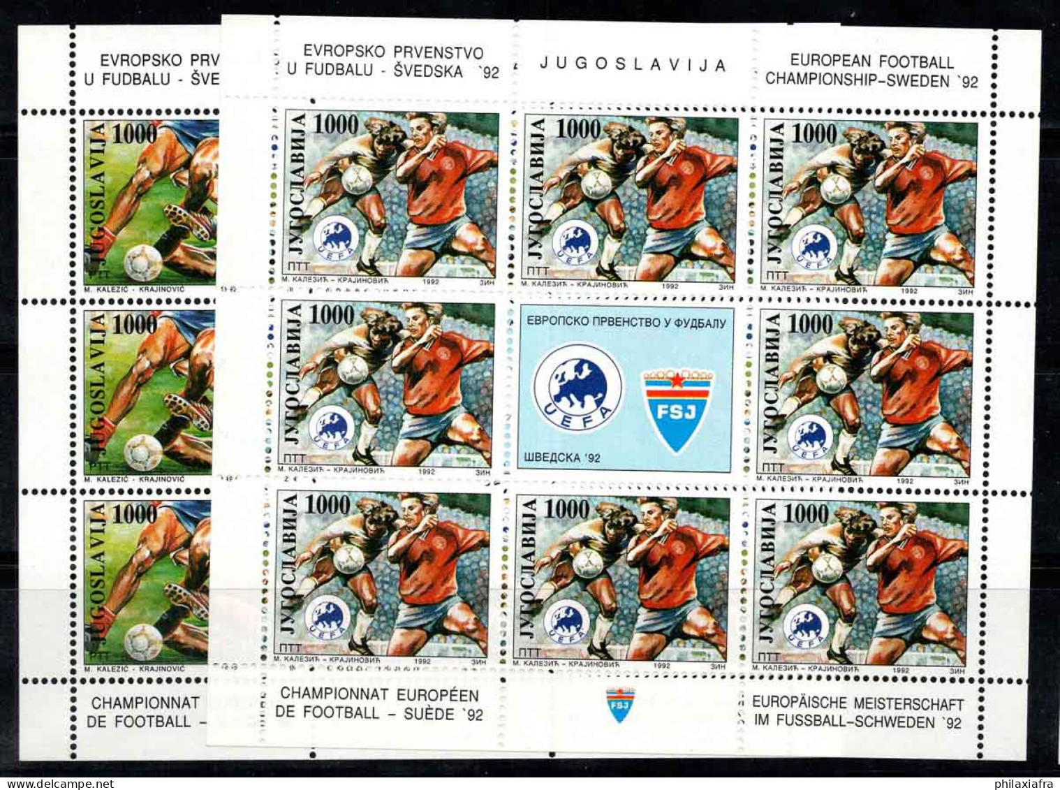 Yougoslavie 1992 Mi. 2542-2543 Mini Feuille 100% Neuf ** Coupe Du Monde - Blocs-feuillets