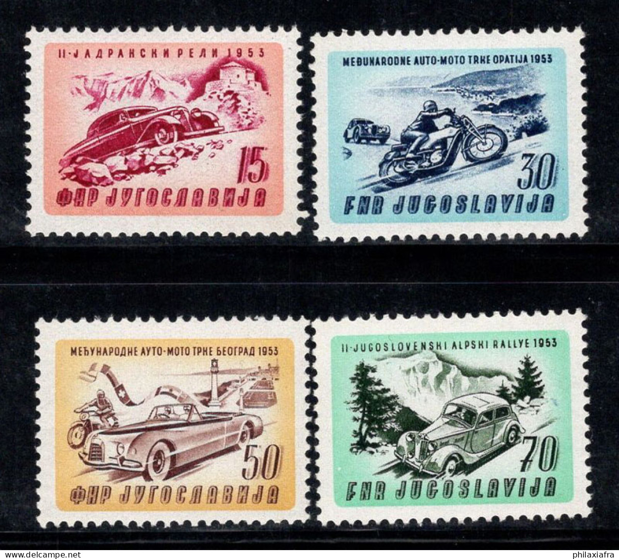 Yougoslavie 1953 Mi. 724-727 Neuf ** 100% Voitures, Courses De Motos - Unused Stamps