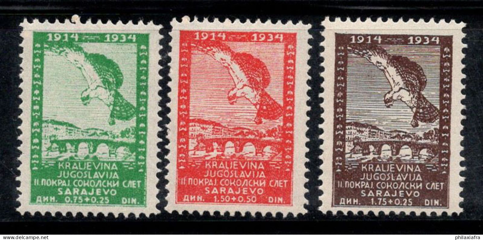 Yougoslavie 1934 Mi. 272-274 Neuf * MH 80% Falco, Sarajevo - Unused Stamps