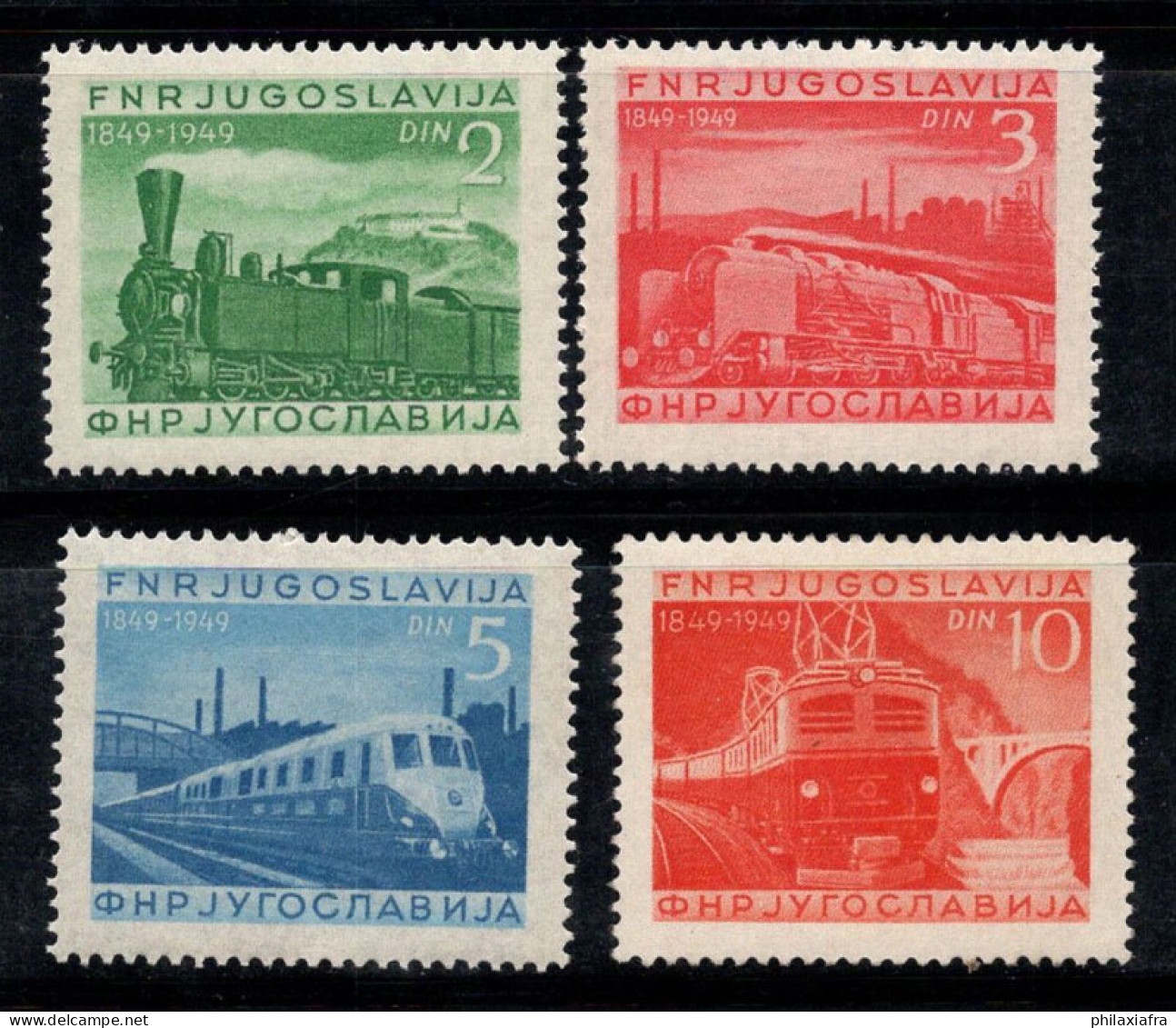 Yougoslavie 1949 Mi. 583-586 Neuf ** 100% Train, Trains - Unused Stamps