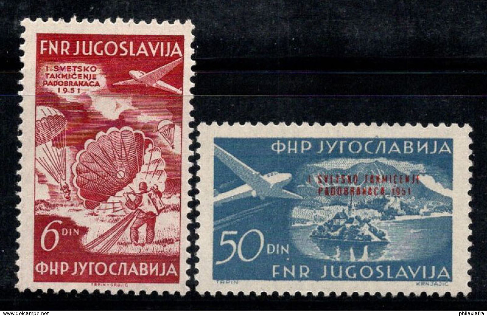 Yougoslavie 1951 Mi. 666-667 Neuf * MH 100% Poste Aérienne - Airmail