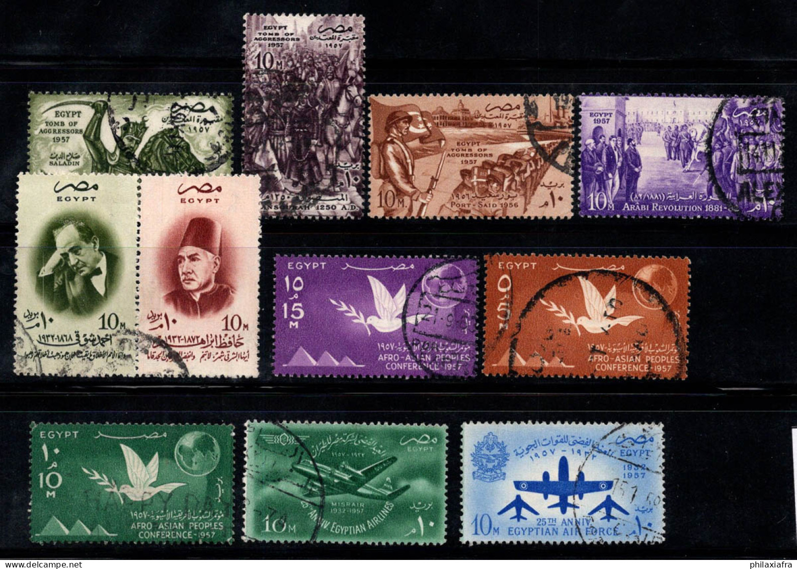 Égypte 1957 Oblitéré 100% Révolution, Célébrités, Avions - Used Stamps