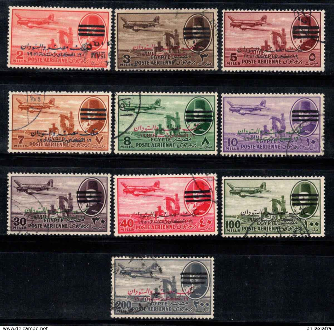 Égypte 1953 Oblitéré 100% Poste Aérienne Surimprimé - Airmail