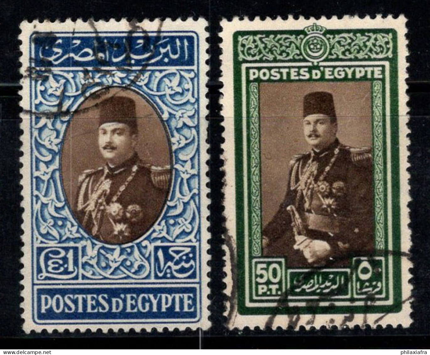 Égypte 1950-51 Mi. 345, 355 Oblitéré 100% Roi Farouk - Oblitérés