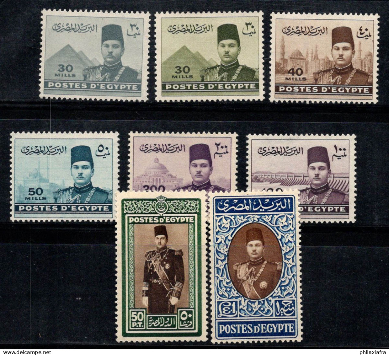 Égypte 1939 Mi. 252-259 Neuf * MH 100% Roi Farouk - Unused Stamps