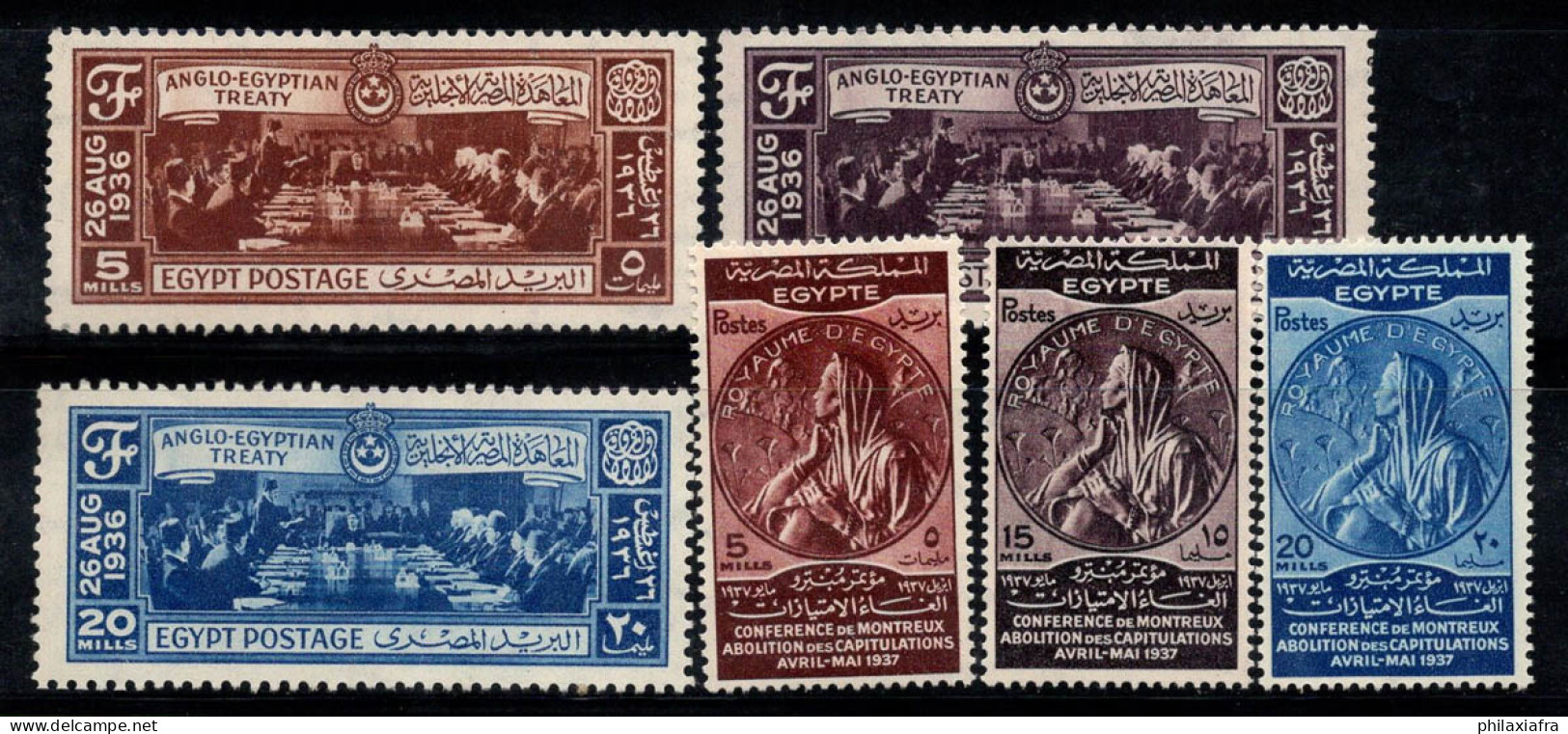 Égypte 1936-37 Mi. 220-222,234-236 Neuf ** 100% Conférence De Londres, Médaille - Nuovi