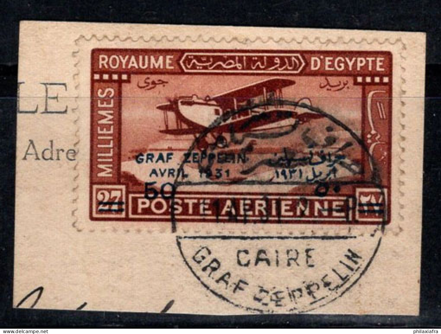 Égypte 1931 Mi. 156 Oblitéré 100% Poste Aérienne Zeppelin, 50 M - Luchtpost