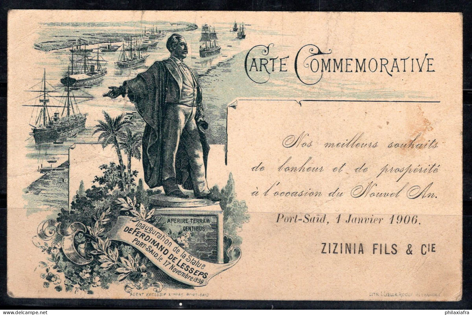 Égypte 1906 Carte Postale 100% UPU, Zizinia Fils, Nouvel An Oblitéré - Sonstige & Ohne Zuordnung