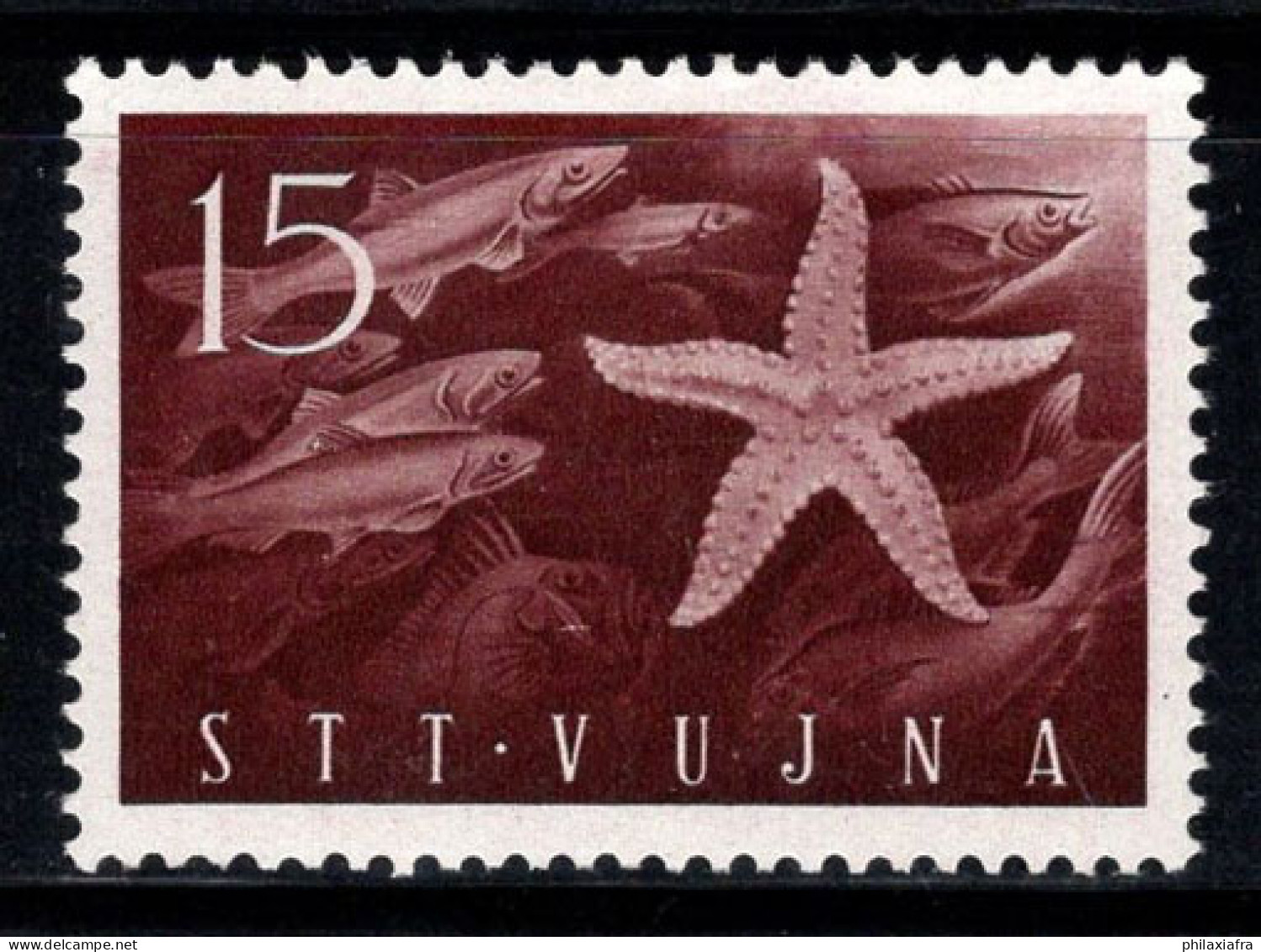 Trieste B 1952 Sass. 71 Neuf ** 100% 15 D, Étoile De Mer,Poissons - Neufs
