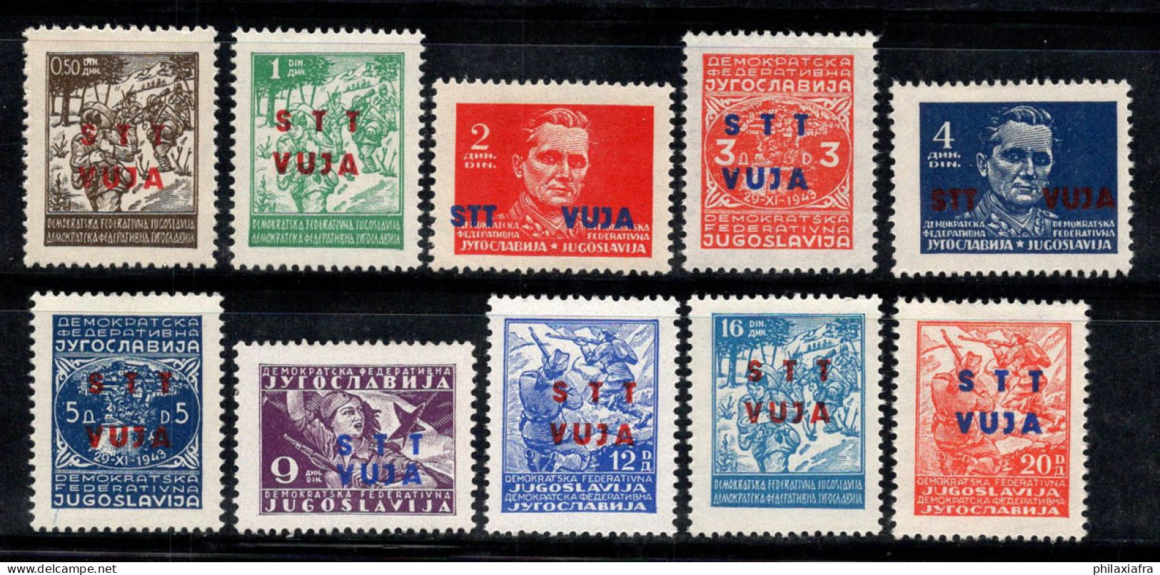 Trieste B 1949 Sass. 7-16 Neuf ** 100% Surimprimé Timbres De Yougoslavie - Ongebruikt