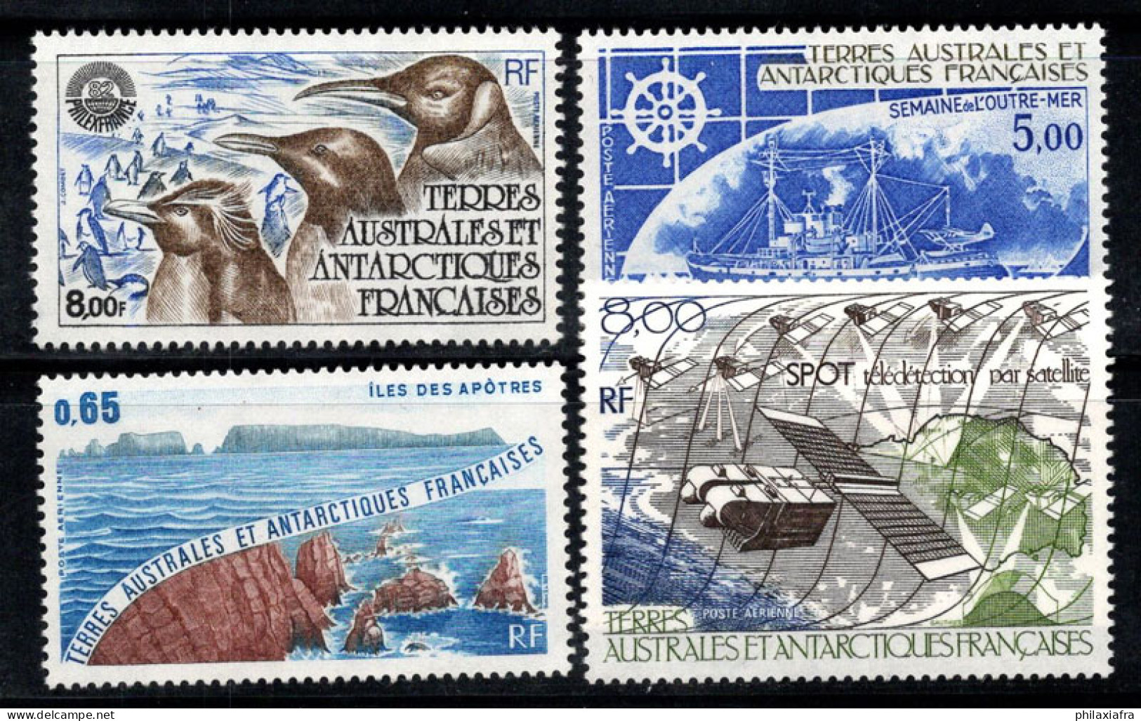 Territoire Antarctique Français TAAF 1982-86 Mi. 167-68,170,219 Neuf ** 100% Poste Aérienne Pingouins,Voilier,Satellite - Unused Stamps