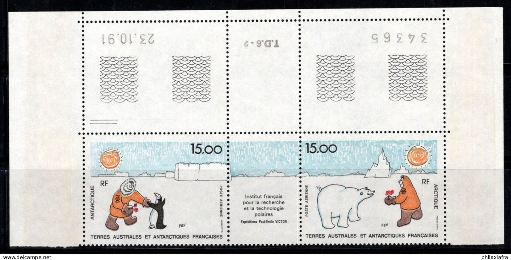 Territoire Antarctique Français TAAF 1991 Mi. 283-84 Neuf ** 100% Poste Aérienne Explorateur De L'Antarctique, Pingouin - Ongebruikt