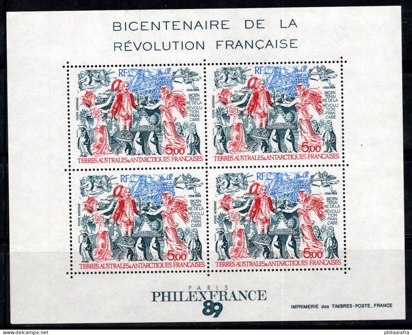 Territoire Antarctique Français TAAF 1989 Mi. Bl.1 Bloc Feuillet 100% Poste Aérienne Neuf ** Révolution Française,Allégo - Unused Stamps